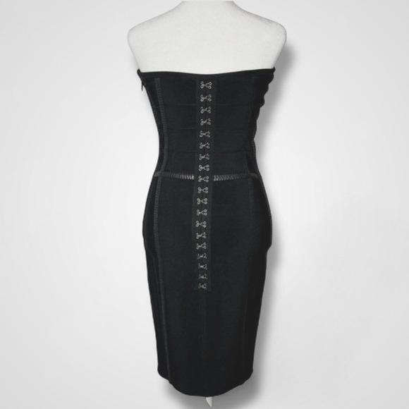 Haute Hippie Womens Black Bandage Dress Size XS Black Embellished Bodycon Glam - Picture 3 of 14